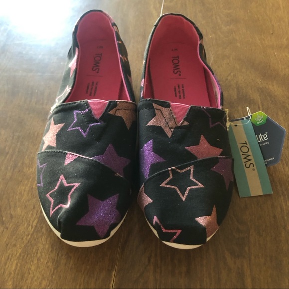 NWT TOMS glittery star ortholite flats size 7 - Picture 1 of 8